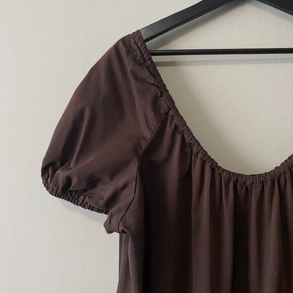 Handmade Plus Size Cotton Bamboo Chocolate Brown Dress - Picture 4 of 15